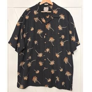 Luau Mens XL Silk Cotton Hawaiian Shirt Button-up Short Sleeve Beach Grandpa